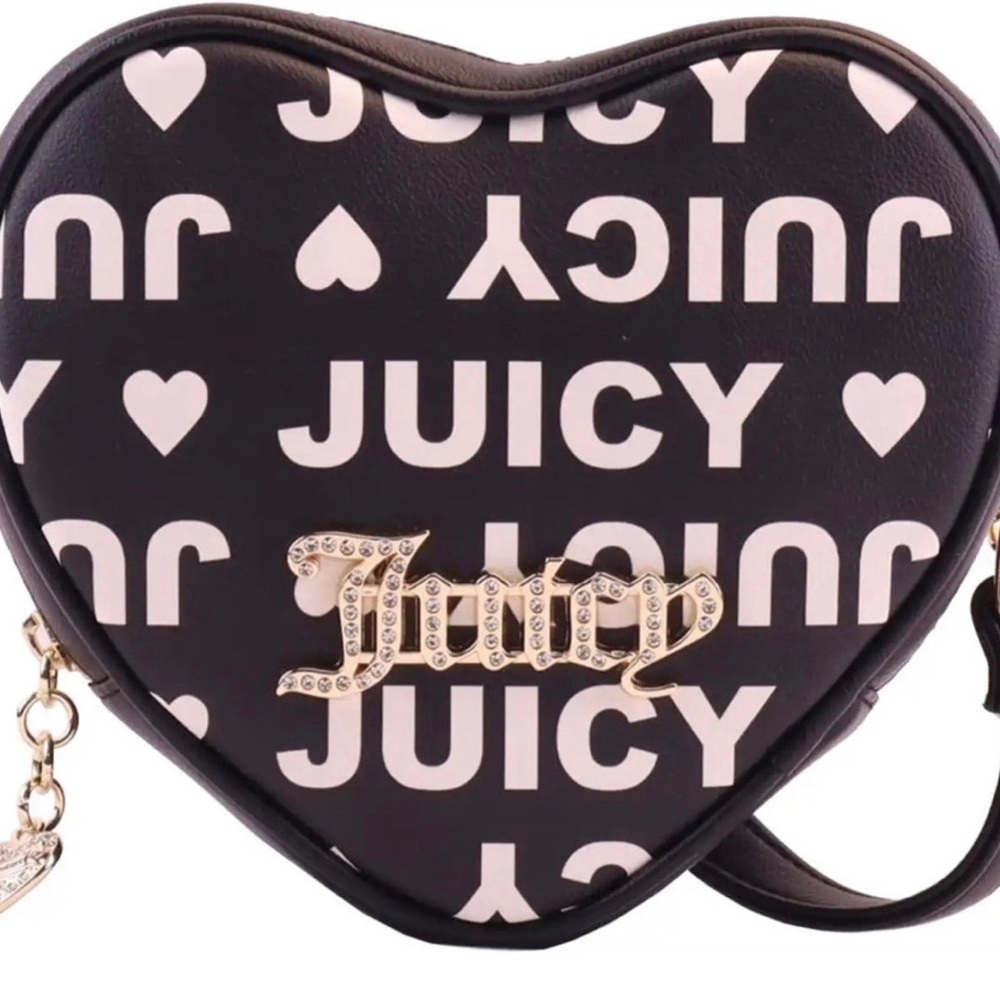 New White Black Juicy Couture Purse Bag Handbag Crossbody Heart